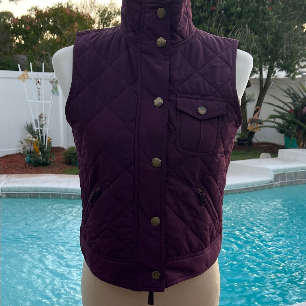 LAUREN RALPH LAUREN Diamond Quilted Vest Burgundy Color SZ: Petite